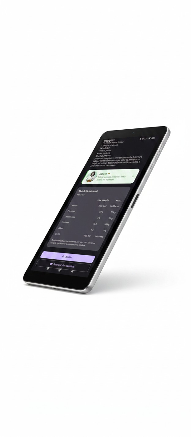 Detalhe da receita com tabela nutricional e Nutri IA