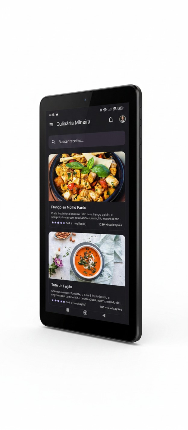 Busca de receitas com capas e avaliações