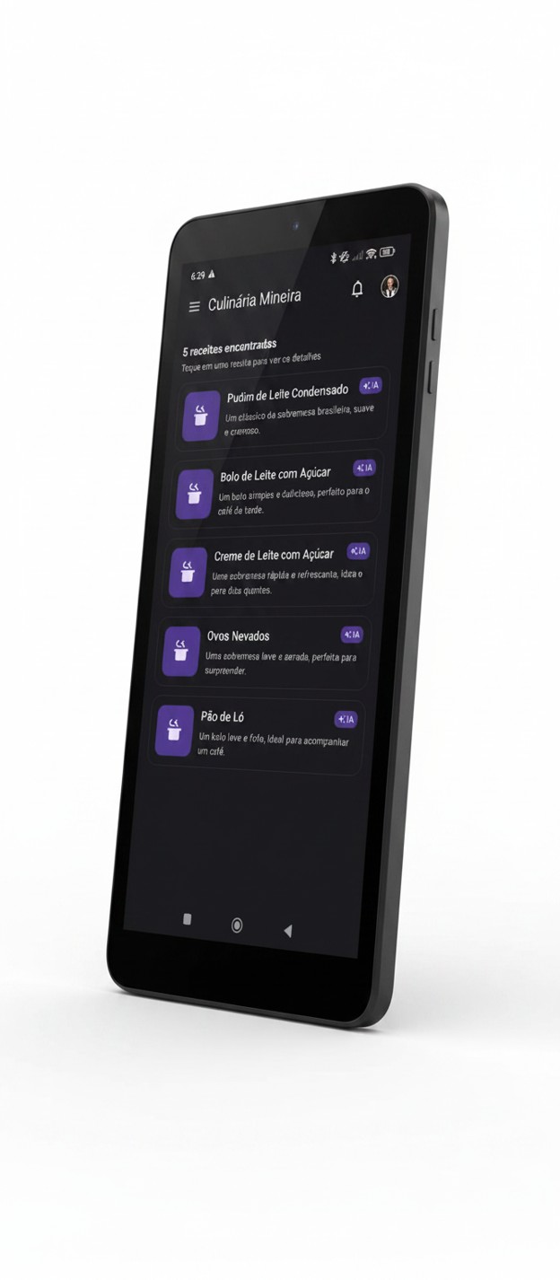 Lista de receitas de IA sugeridas pelo Chef IA